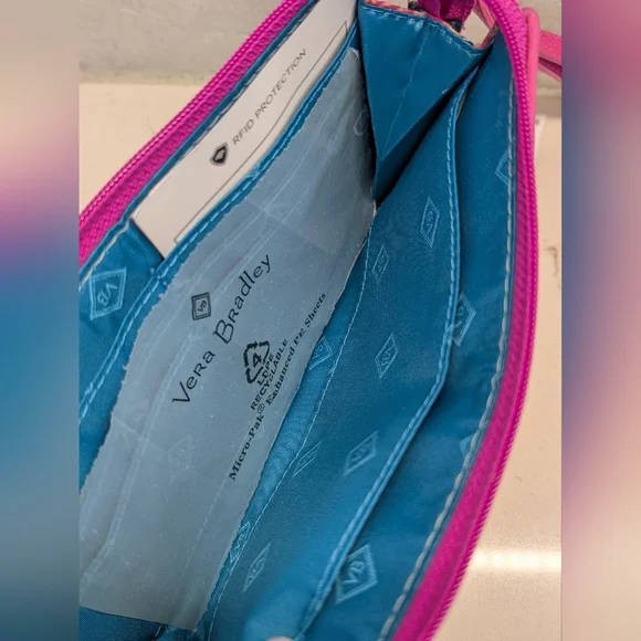 Vera Bradley Wristlet - NWT - Pink/Blue Floral 8x4.5 Inches - Picture 3 of 11
